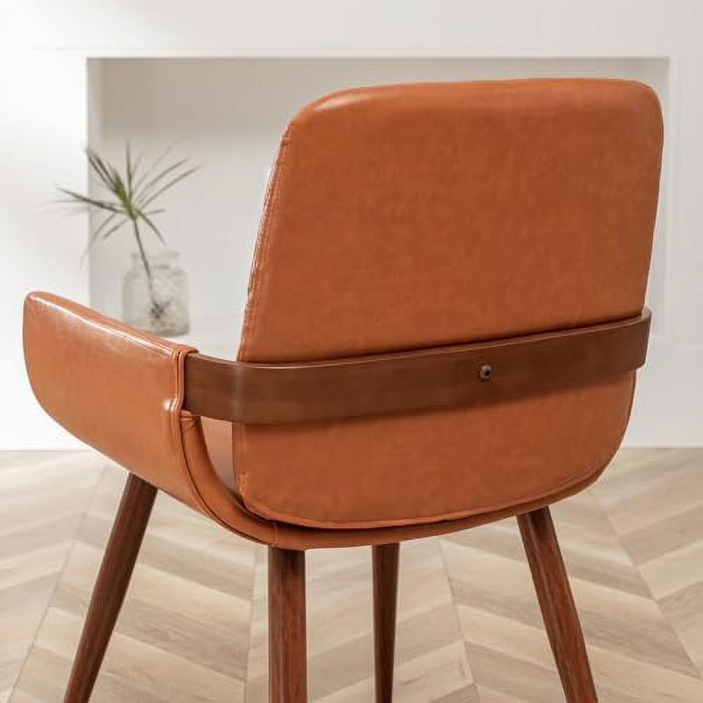 Beige Fabric Bentwood Frame Dining Chairs Set of 2 with Armrest Y146816