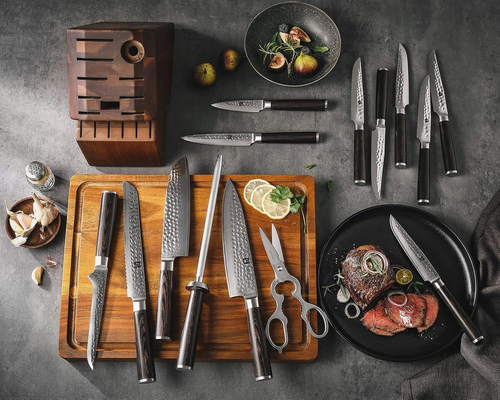 Damascus Steel 15Pcs Kitchen Knife Set with Acacia Wood Block X14205