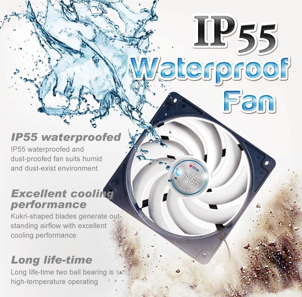 12V DC IP55 Waterproof Dustproof Cooling Fan 140mm 2 Pack Y108796