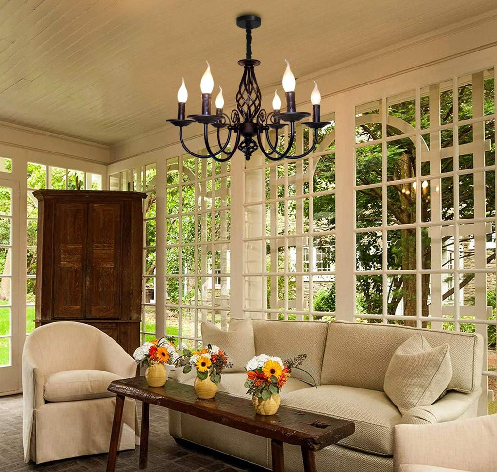 French Country 6 Lights Candle Chandelier U2847