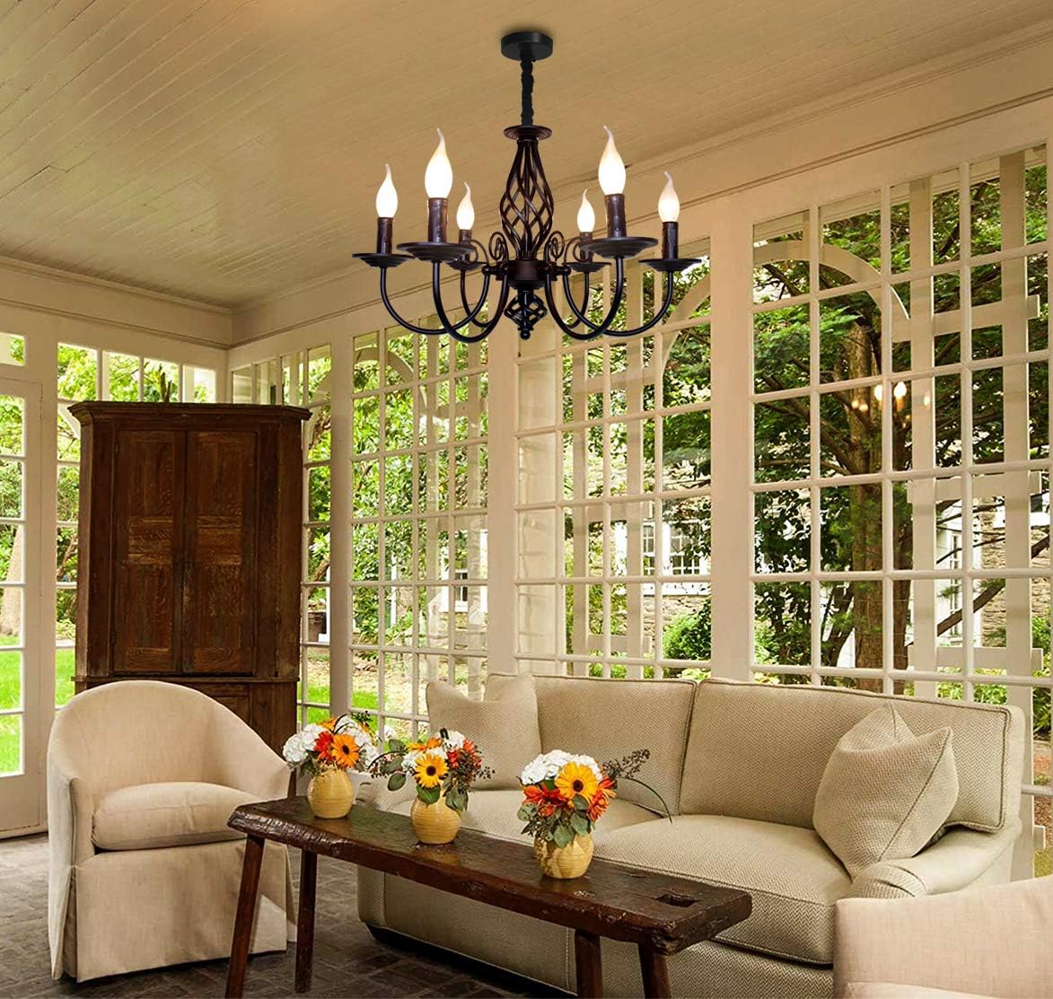 French Country 6 Lights Candle Chandelier U2847