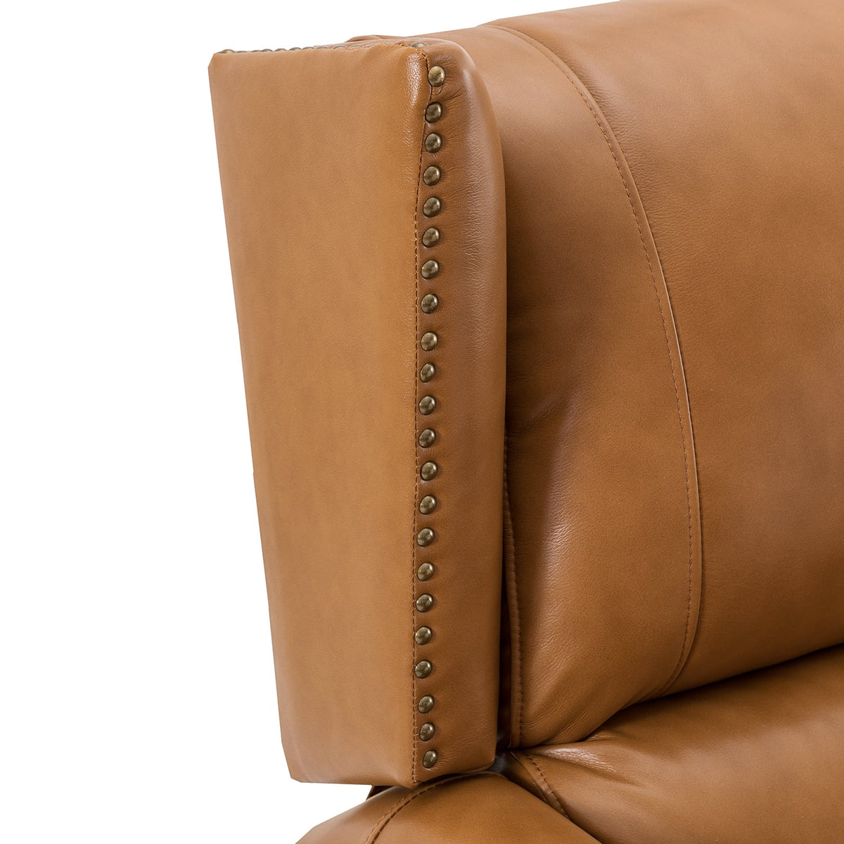 Genuine Leather Recliner with Nailhead Trims and Solid Wood Legs C6832