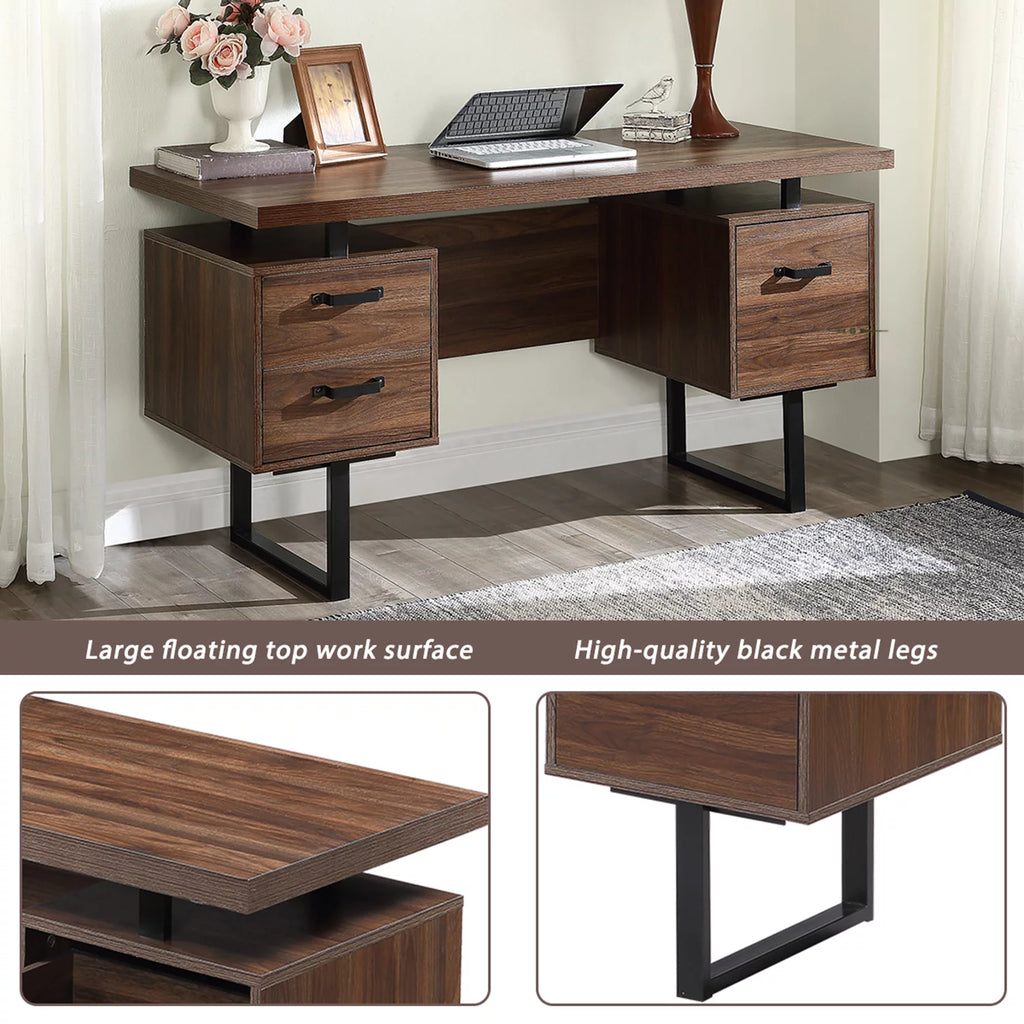 Computer Desk with Drawers 59 inch Writing Table U496251