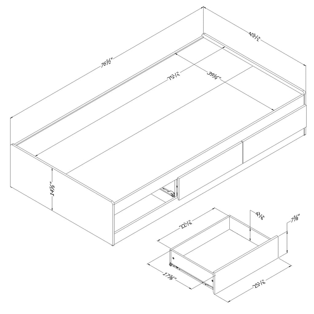 White Twin Metal Storage Bed H92867