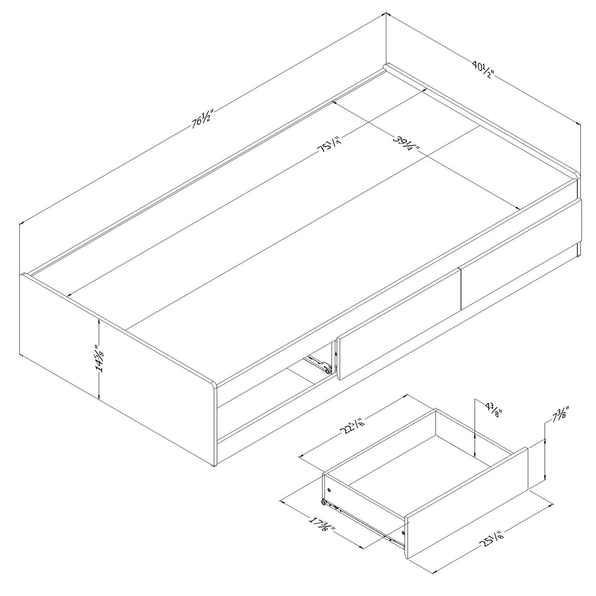 White Twin Metal Storage Bed H92867