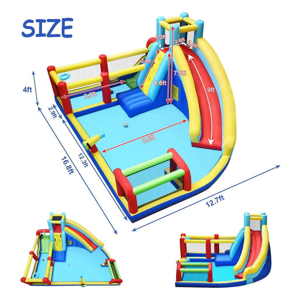 Inflatable Water Slide Park with Climbing Wall and Splash Pool J83728