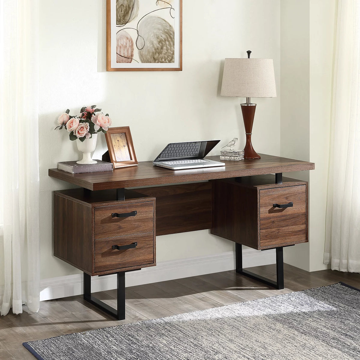 Computer Desk with Drawers 59 inch Writing Table U496251