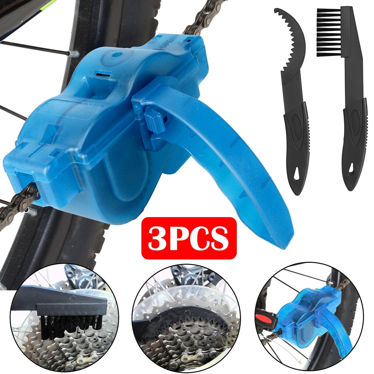Bicycle Chain Cleaner Cleaning Brush Wheel Kit I801