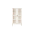 Ivory Wood 4-Shelf Bookcase with Glass Door R7560