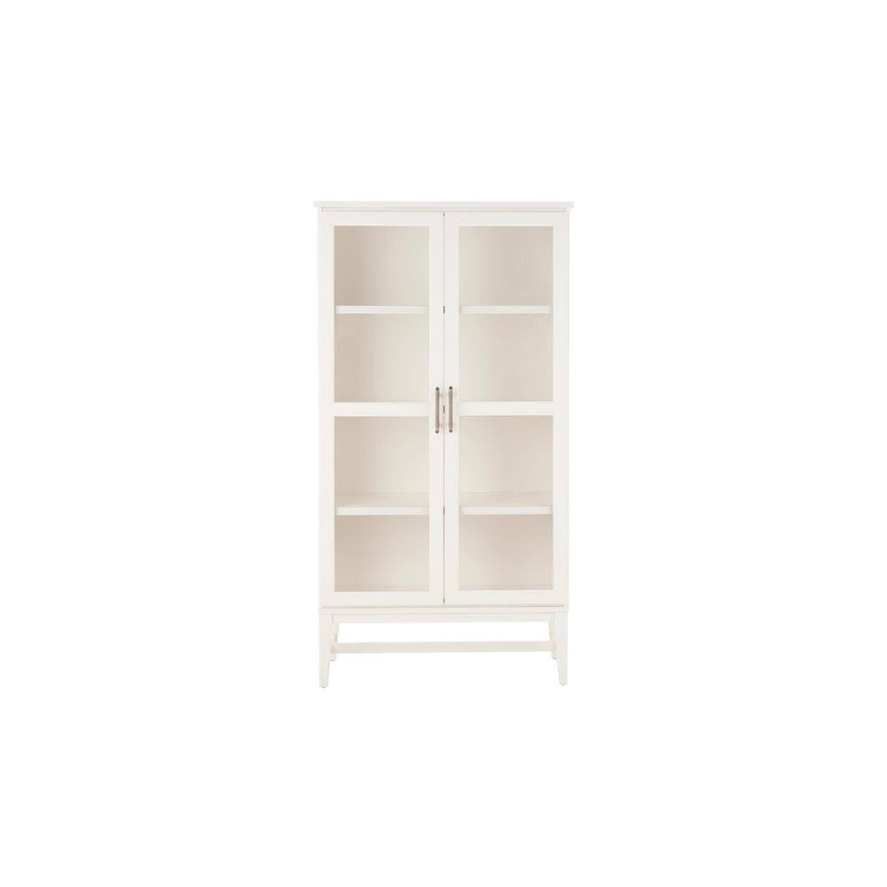 Ivory Wood 4-Shelf Bookcase with Glass Door R7560