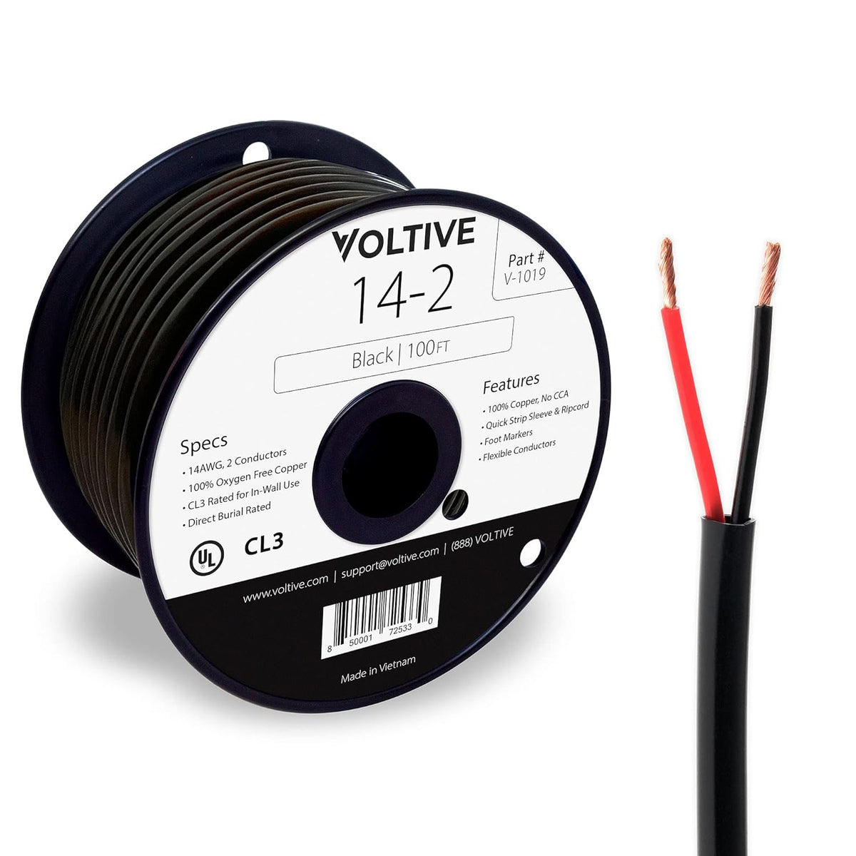 14 AWG 2 Conductor Oxygen-Free Copper Speaker Wire 250 Foot Black R555
