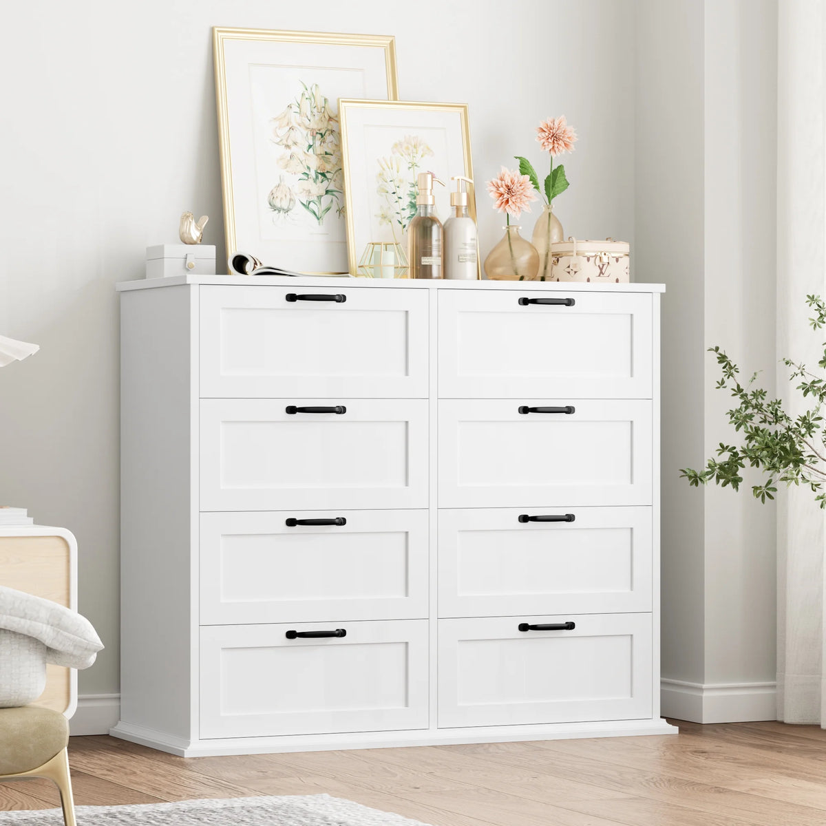 White 8 Drawer Wood Dresser W100384