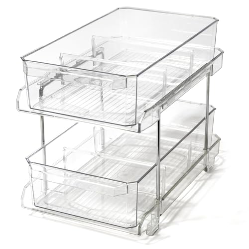 2 Tier Clear Storage Organizer with Dividers N1569