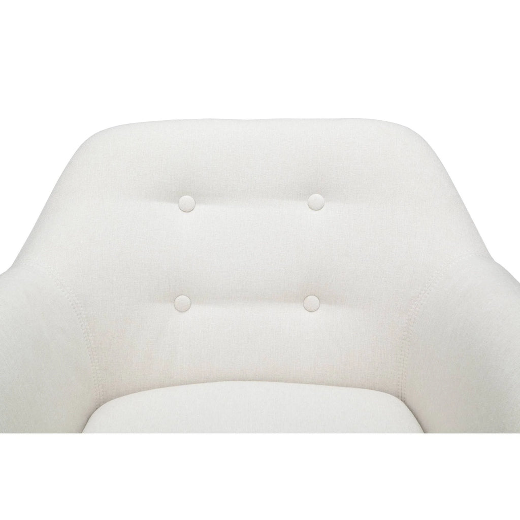 Beige Tufted Fabric Accent Chair with Arms and Solid Beechwood Legs W1578