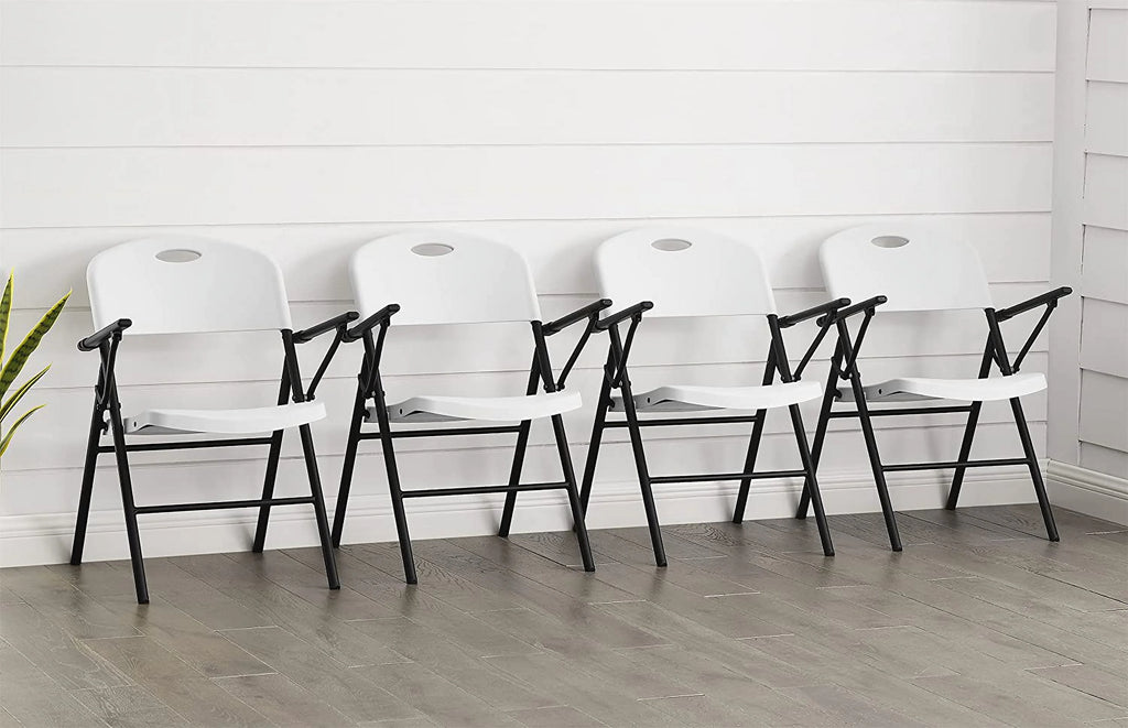 White 4pc Pack Plastic Folding Chair with Armrest U973