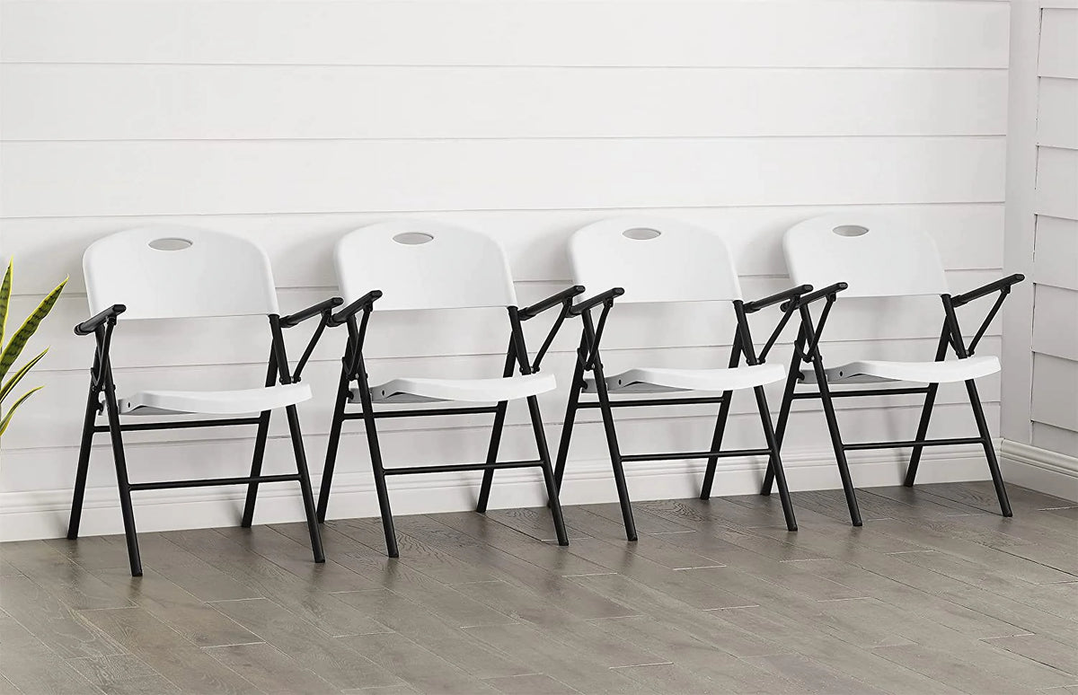 White 4pc Pack Plastic Folding Chair with Armrest U973