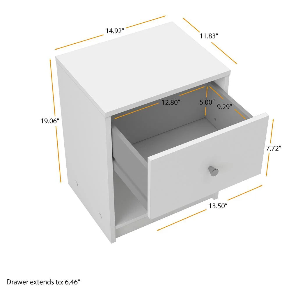 White 1 Drawer Nightstand Q7337