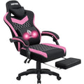 Fabric Gaming Chair with Footrest and Lumbar Support Green and White E48006