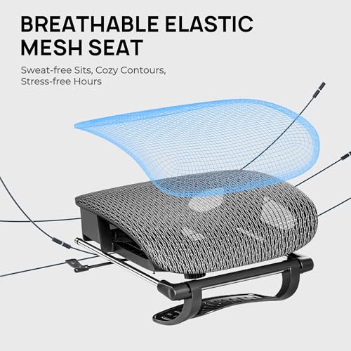 Grey and Black Mesh Ergonomic Office Chair with Footrest W129625