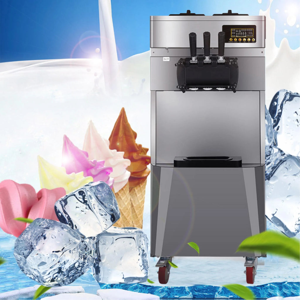 Commercial Three Flavors Ice Cream Maker with Stainless Steel Stand A354