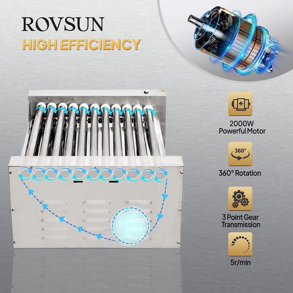 2000W 11 Rollers Hot Dog Roller Grill Cooker Machine with Bun Warmer G949481