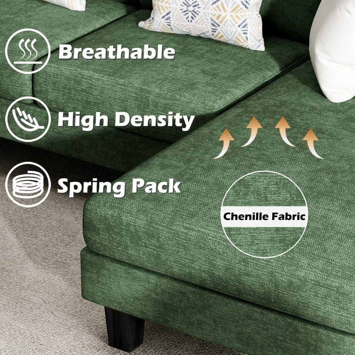 Gray Chenille U-Shape Sectional Sofa O100