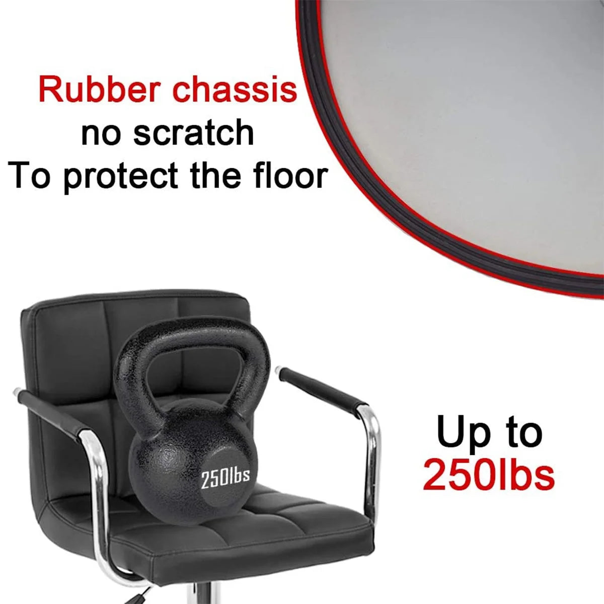 Set of 2 PU Leather Swivel Bar Stools with Armrest F717