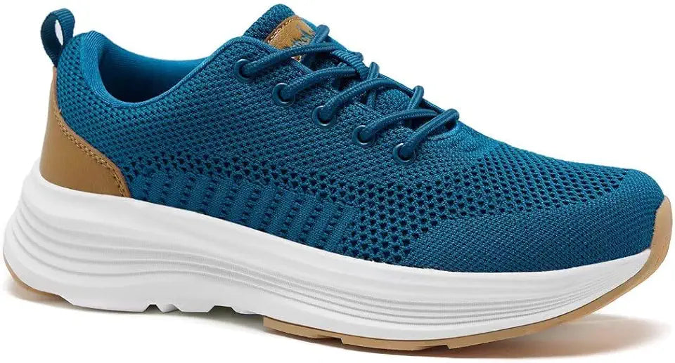 Blue Cushion Breathable Lace up Walking Sneakers D674