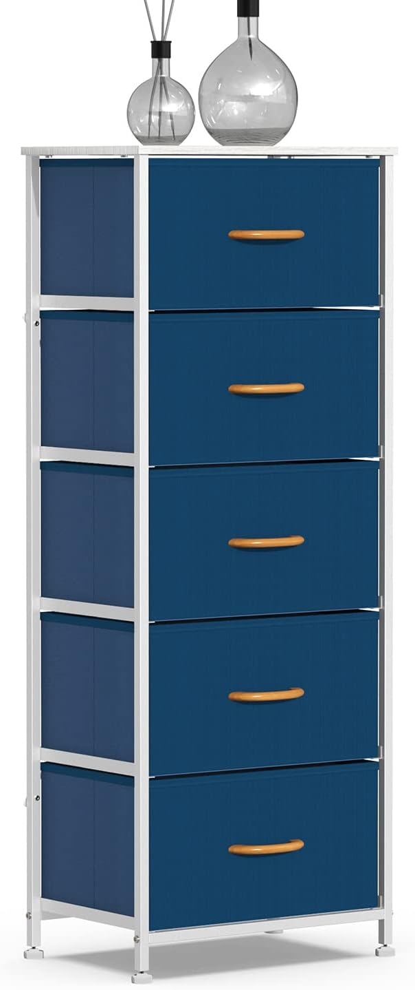 Dark Gray 5 Drawer Fabric Dresser Tower S9643