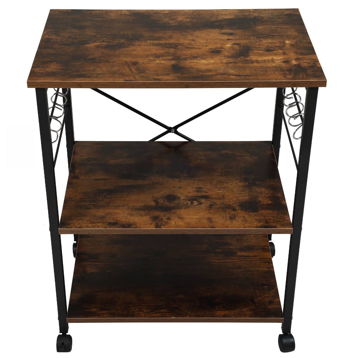 3-Tier Wood Kitchen Cart with Storage Space on Wheels Q800929