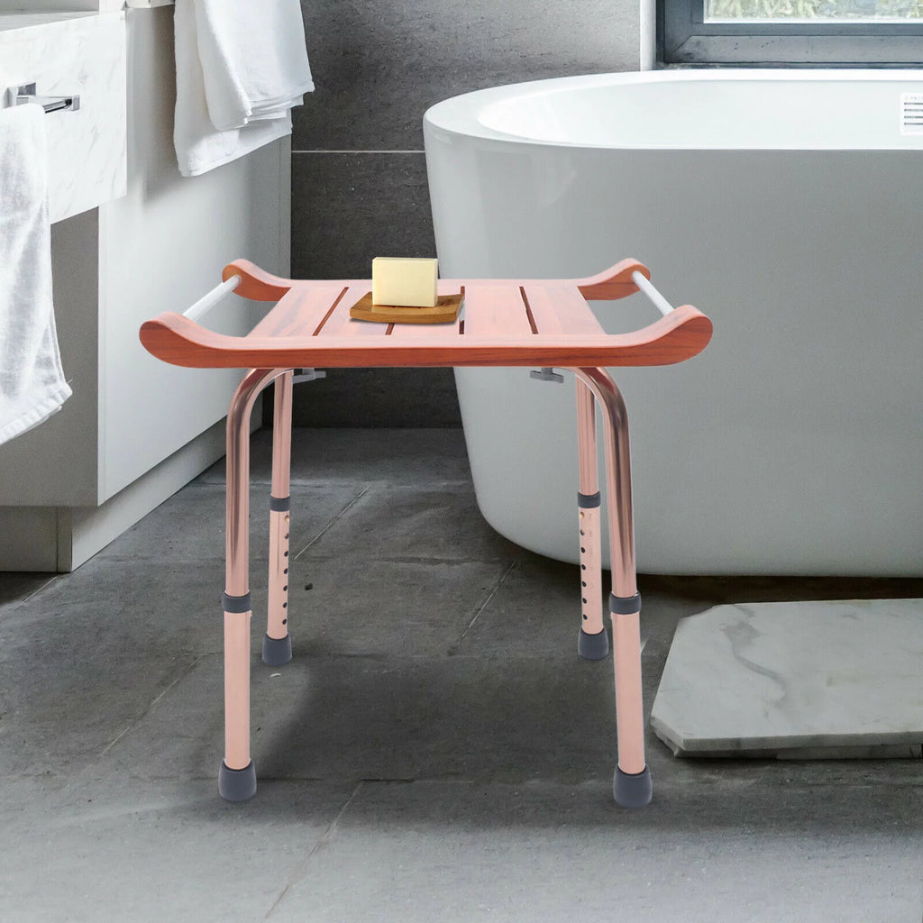 Adjustable Teak Bath Bench Shower Chair 300lbs I991577