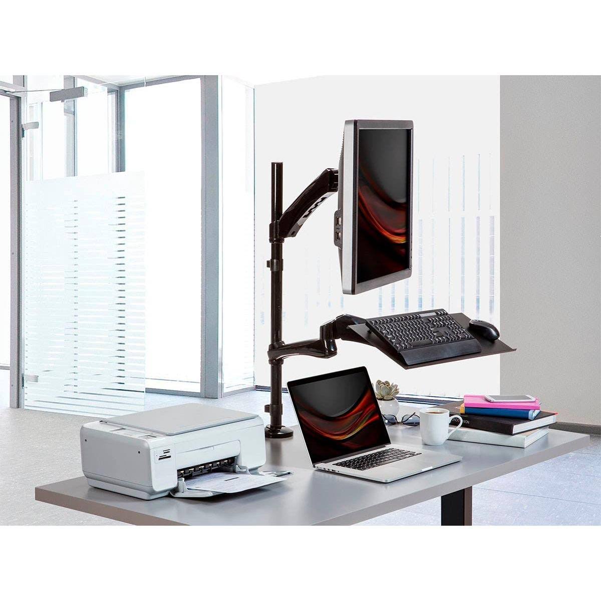 Sit-Stand Articulating Monitor and Keyboard Workstation B955