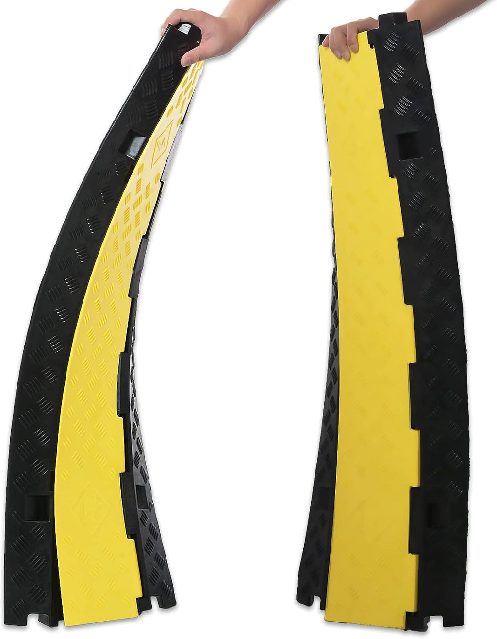 Cable Protector 2 Pack, 3 Channel PVC Rubber, 44000lbs Capacity Heavy Duty M8046