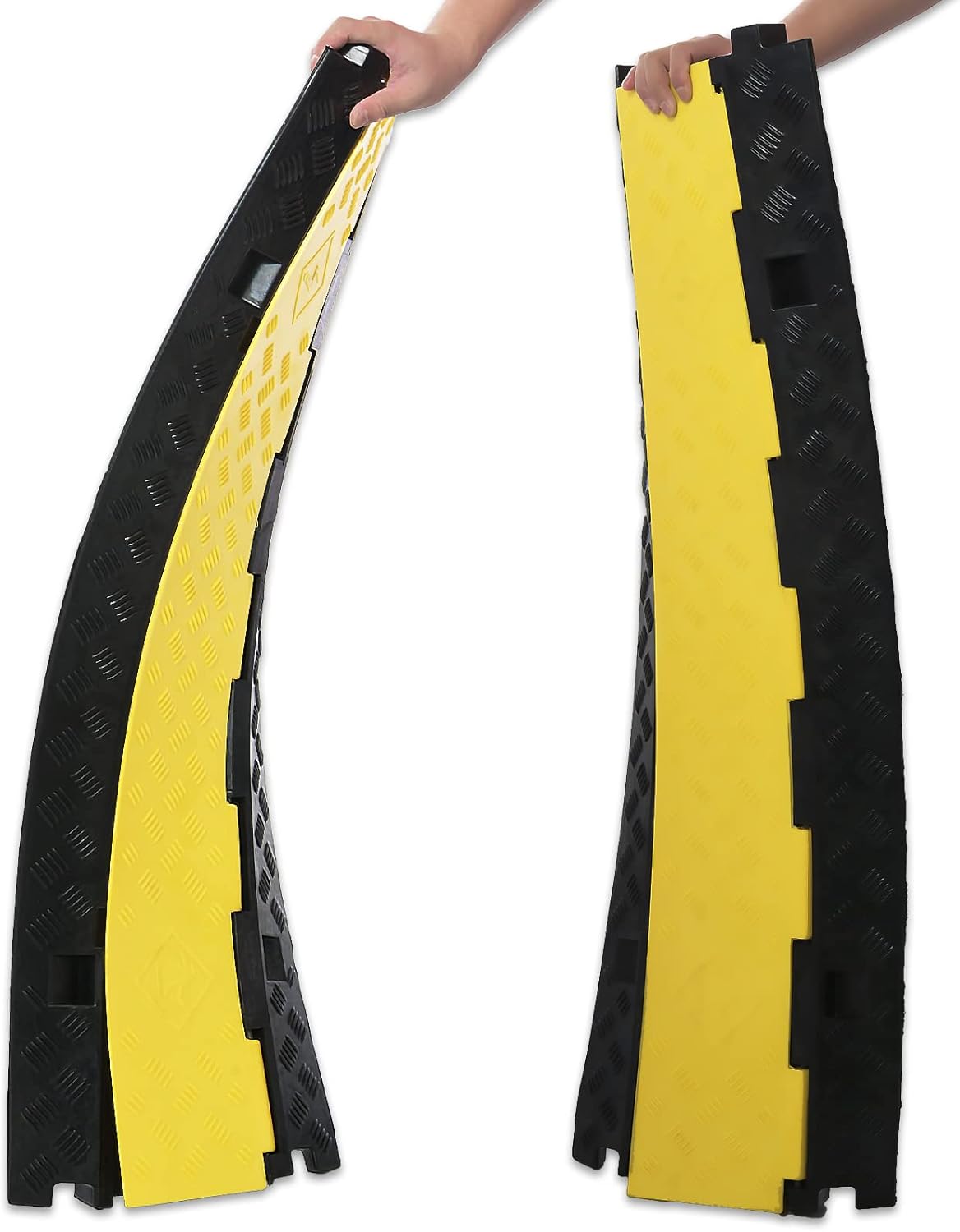 Cable Protector 2 Pack, 3 Channel PVC Rubber, 44000lbs Capacity Heavy Duty M8046