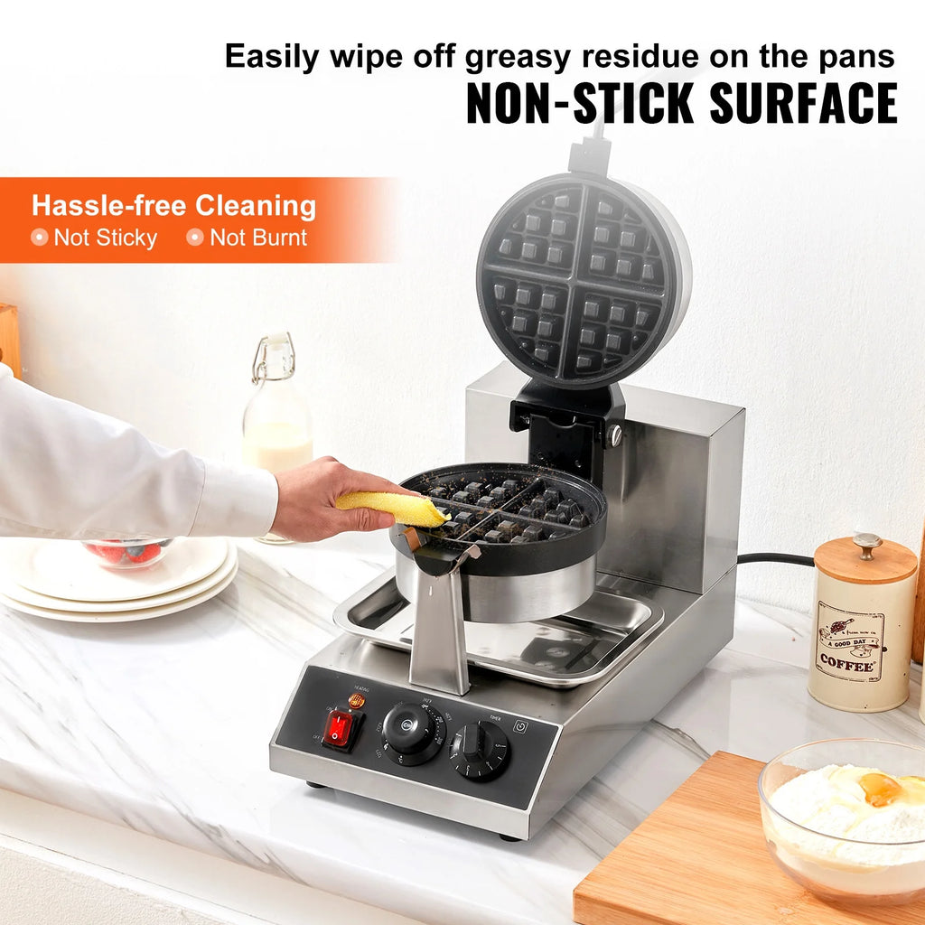 Round Waffle Maker 1300W Non-Stick Waffle Iron S429