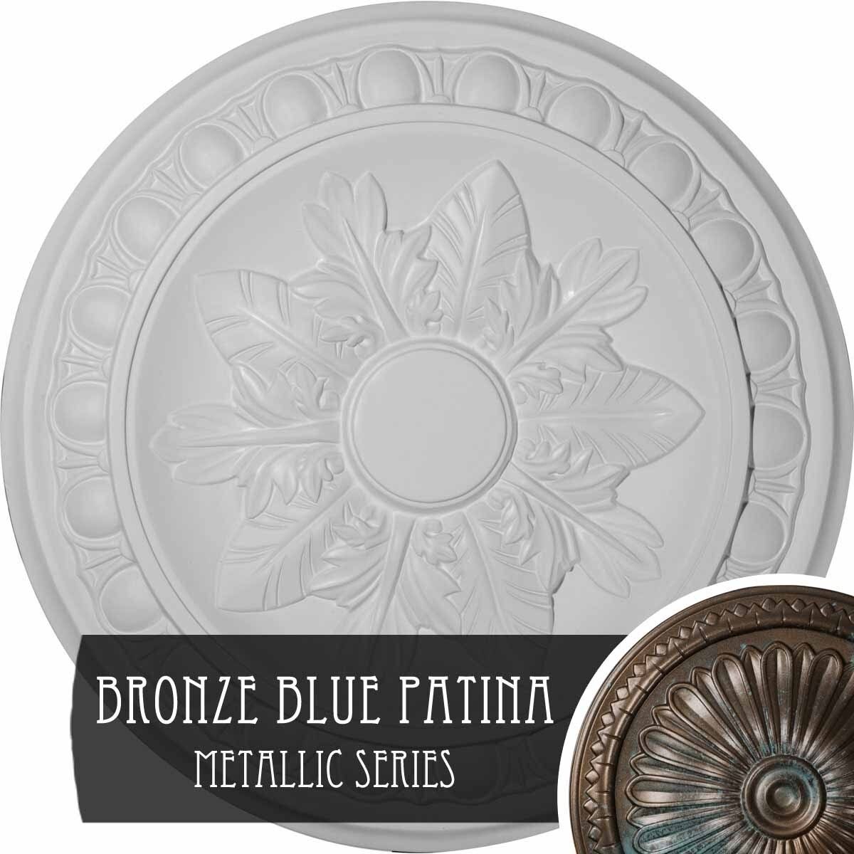 17 3/4x22OD x 1 1/8x22P Hand-Painted Bronze Blue Patina Ceiling Medallion U253637