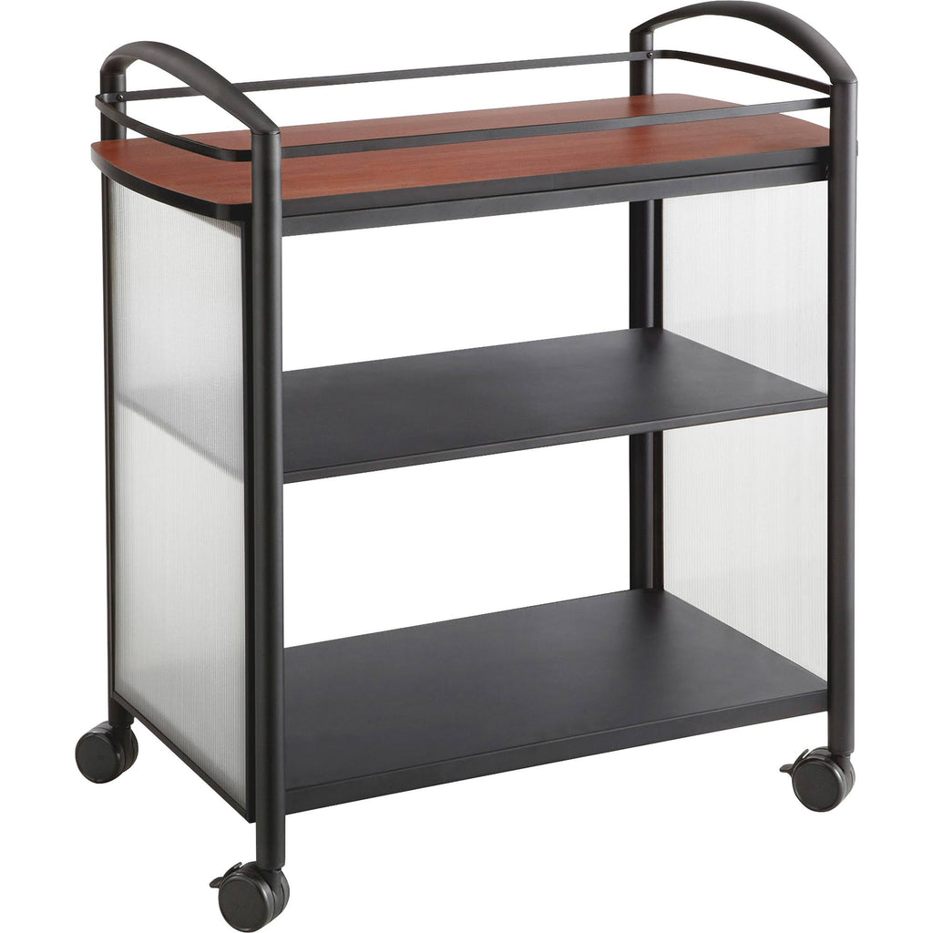 Black Cherry Polycarbonate Steel Beverage Cart Trolley with 3 Shelves R178219