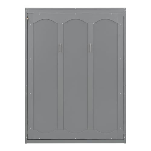 Full Size Murphy Bed with Storage Shelves Gray M265