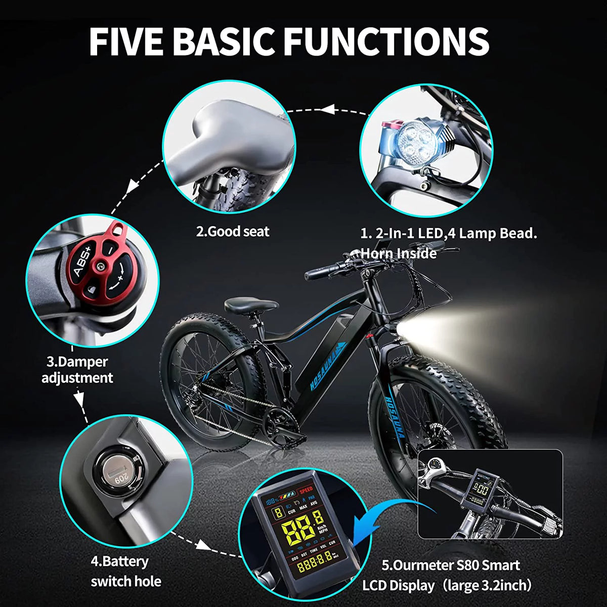 500W 26'' Fat Tire Electric Mountain Bike X918