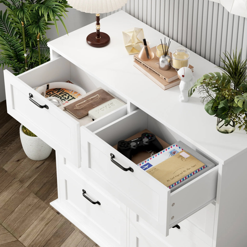 White 8 Drawer Wood Dresser W100384