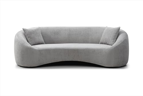 Light Gray Chenille Velvet 3 Seater Curved Sofa M910743