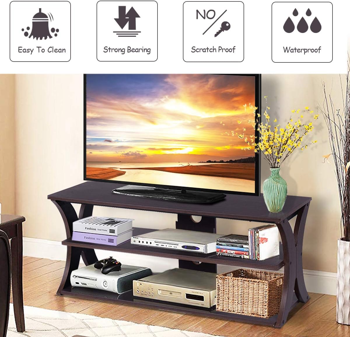 3-Tier TV Stand with Storage Shelves A6567