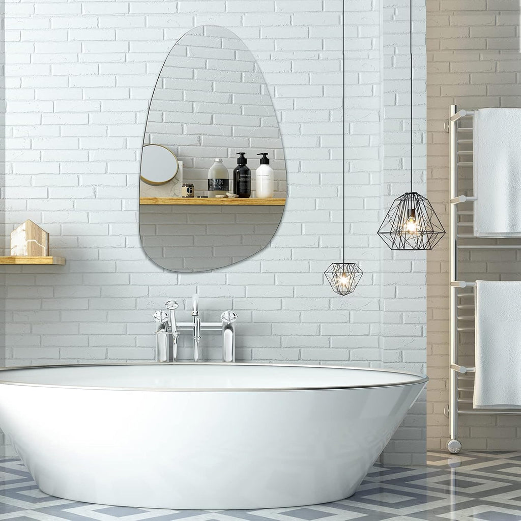 Irregular 20 x 33 Inch Wall Mounted Frameless Mirror F320