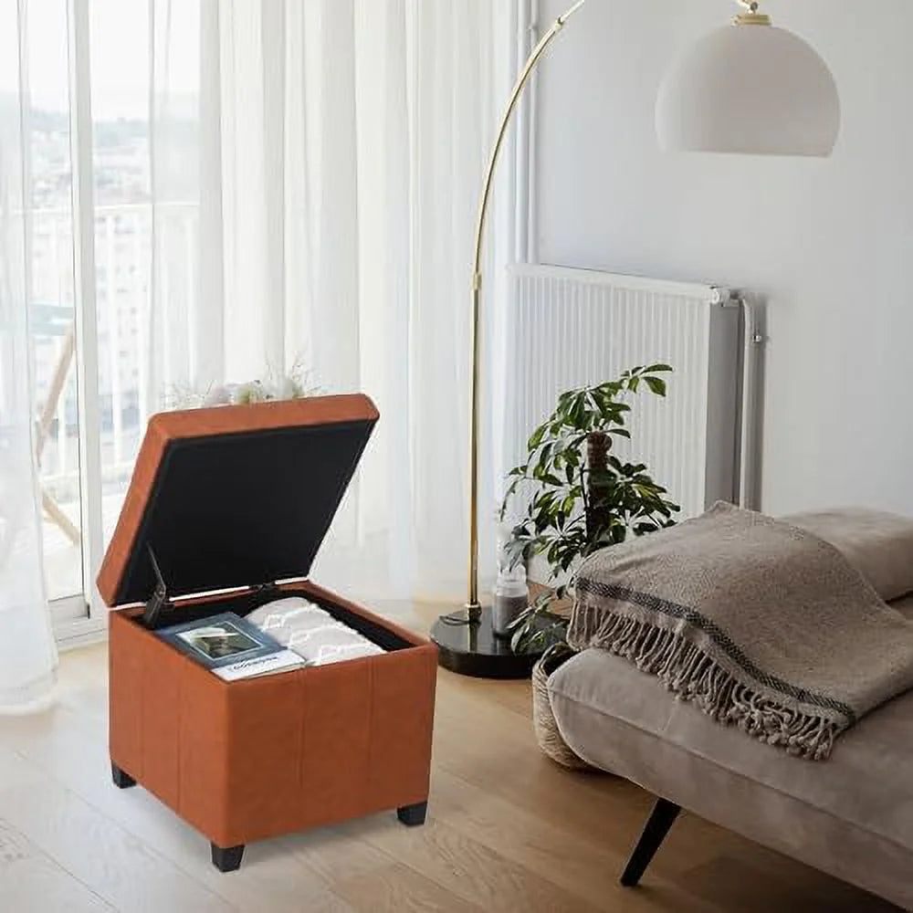 Square PU Leather Tufted Cube Ottoman Z100449