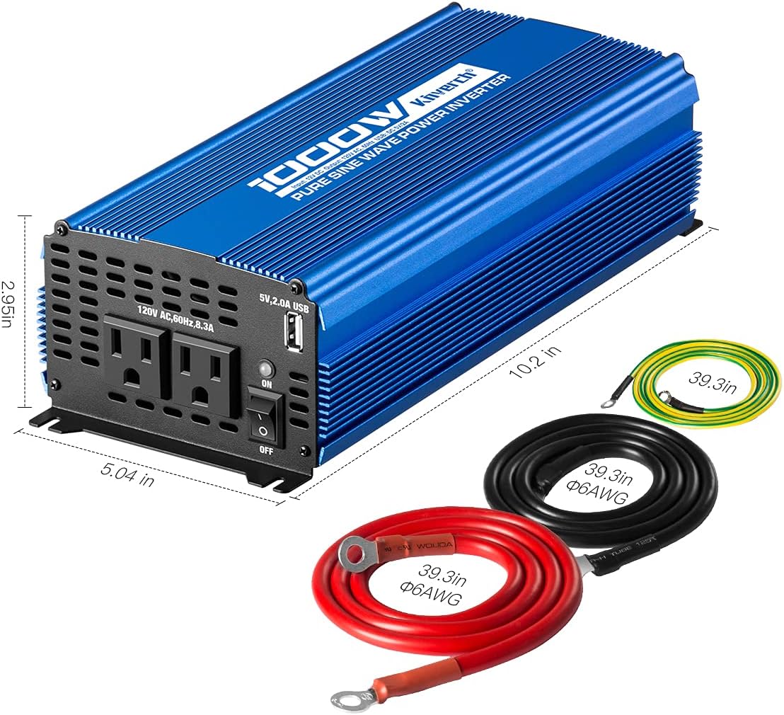 5000W Power Inverter 12V to 110V 4AC Outlets 2USB Ports K221