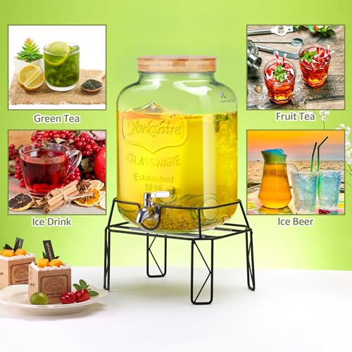2 Gallon Glass Beverage Dispenser with Stand B665
