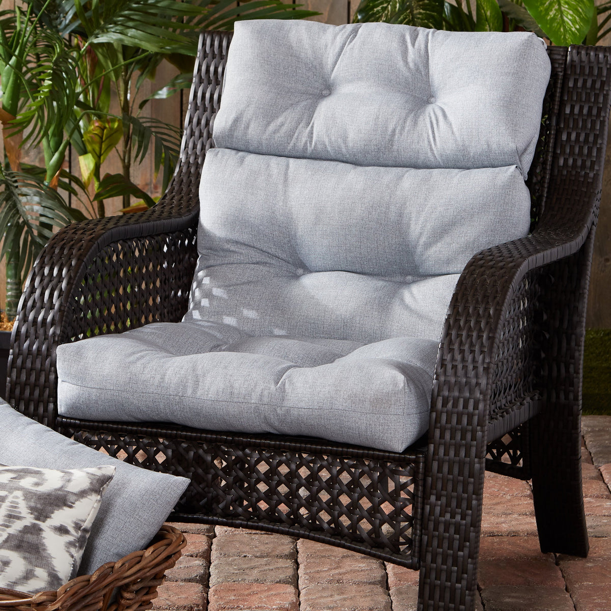 Heather Gray 44 x 22 in. Outdoor High Back Chair Cushion K3776
