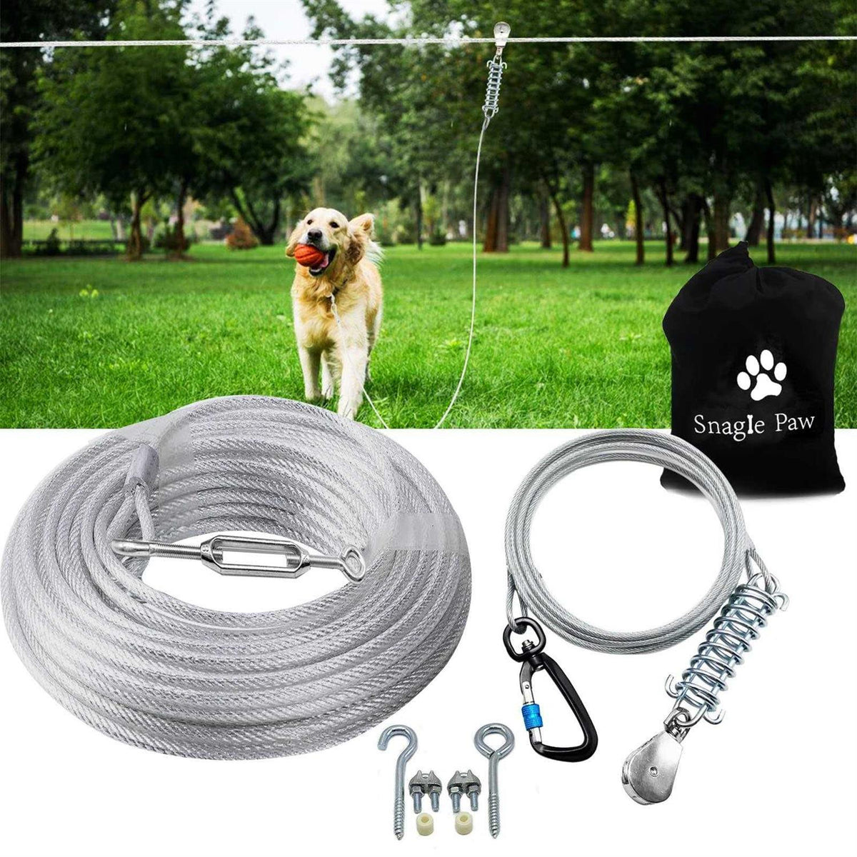 Dog Tie Out Runner with 10ft Pulley Runner Line U257089