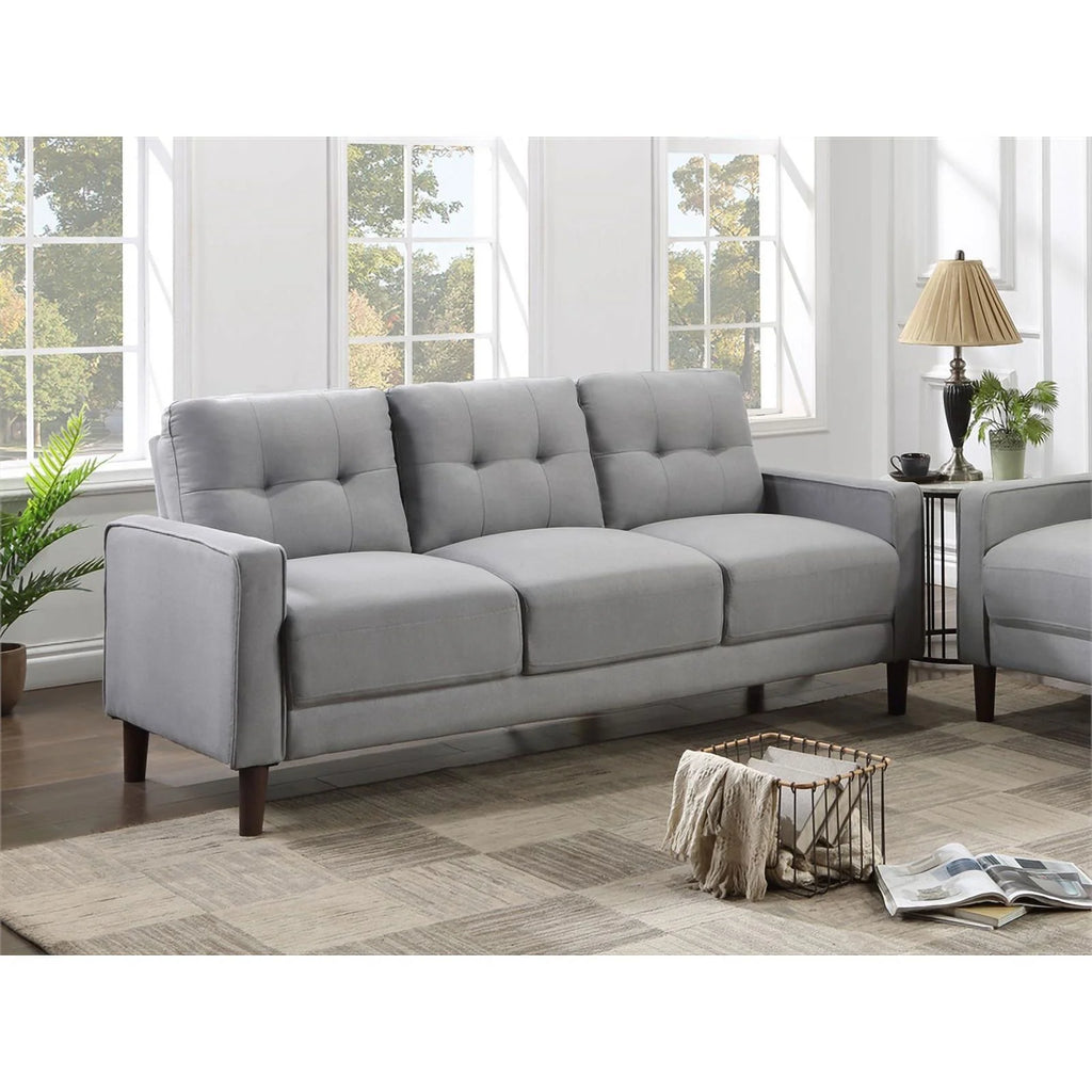 Gray Upholstered Fabric Sofa with Track Arms F34749