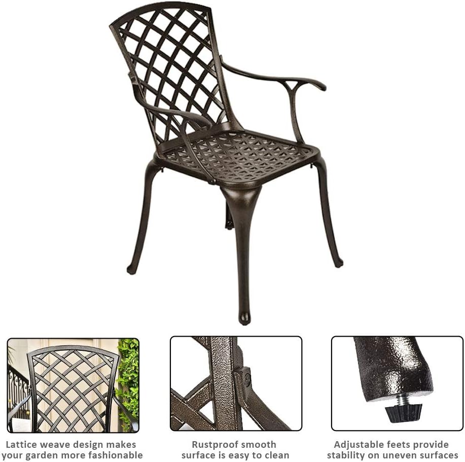 5 Piece Outdoor Cast Aluminum Patio Dining Set with 4 Chairs and Round Table V778